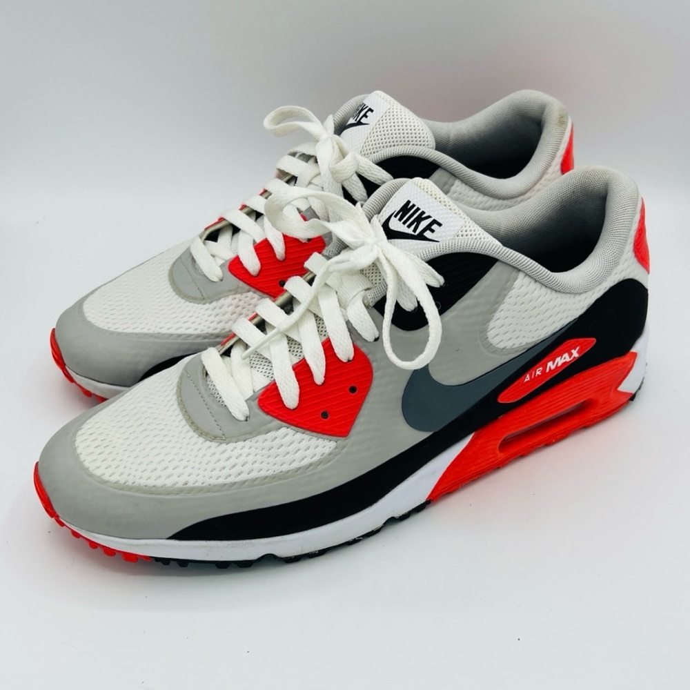 NIKE Air Max 90 Sneakers - Infared Golf Colorway - (red & white) Running Shoes
